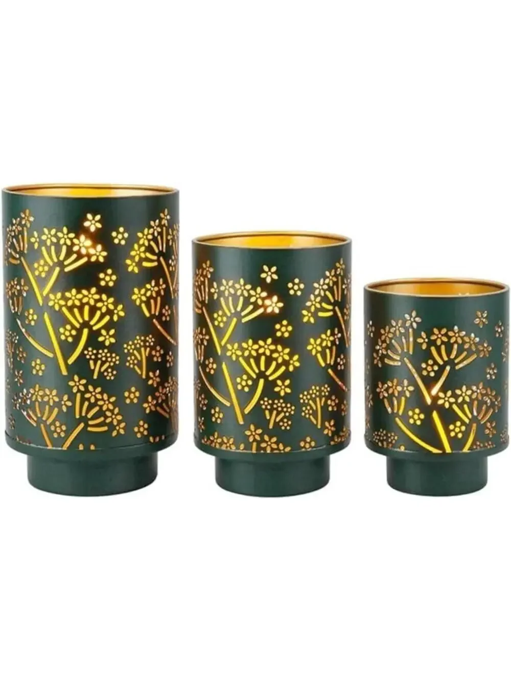 Illuminating Candle Holders 3pc Set Green Modern Farmhouse Candle Display Decor